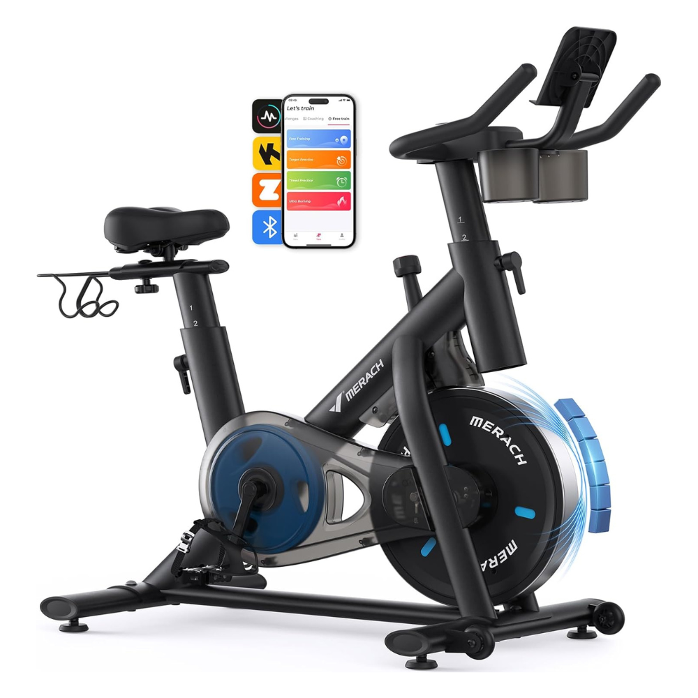 Untitled-design-2026-02-07T062820.140.png MERACH Exercise Bike, Brake Pad Stationary Bike - Image 1